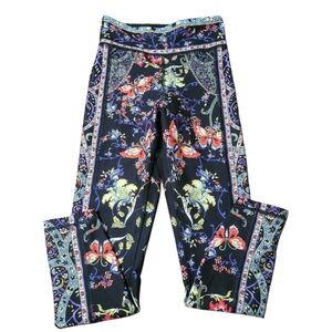 Johnny Was high-waist floral leggings with a butterfly and paisley border print